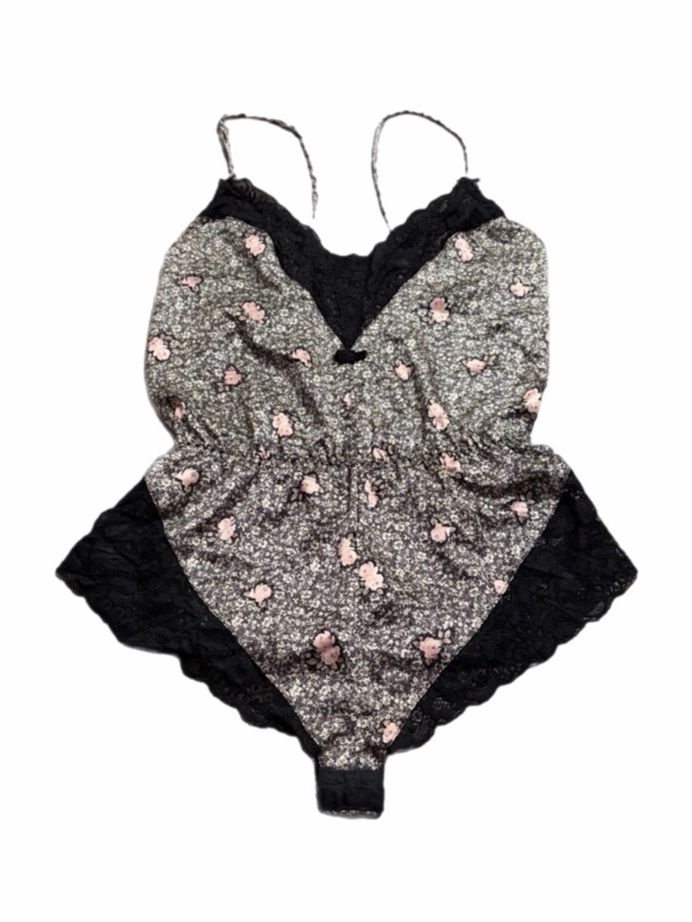 80s/90s Italian Vintage Miss Lepeli Abstract Floral Silky  Lace Bodysuit Size M